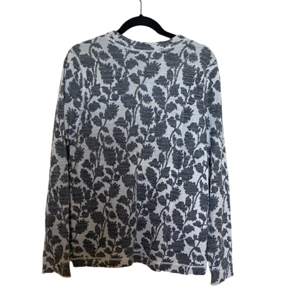 LOFT Black and White Floral Long Sleeve Sweater. Size XL. Wool Blend.